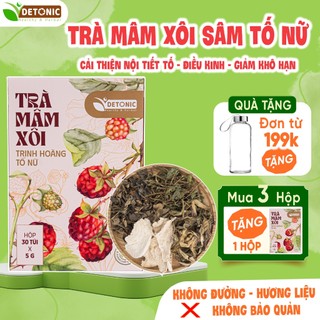 Trà mâm xôi DETONIC giúp cân bằng nội tiết tố nữ, giảm khô hạn, tiền mãn kinh, nguyên liệu thiên nhiên thảo mộc