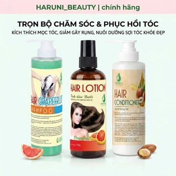 COMBO TIẾT KIỆM 3 Chai Tinh Dầu Bưởi + Dầu gội bưởi + Dầu xả sữa dưà giúp ngăn ngừa Rụng Tóc Kích Thích Mọc Tóc
