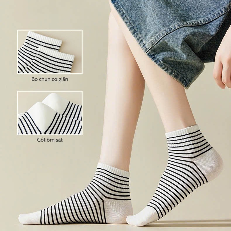 Tất vớ nữ cổ thấp phong cách Hàn Quốc dễ phối đồ, chất liệu mềm mịn thoáng khí - Ekiu Perseper