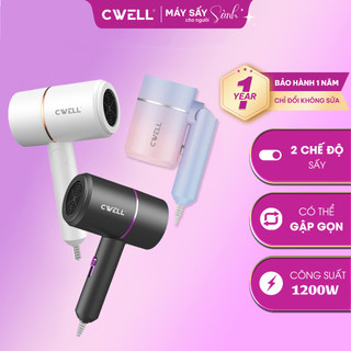 Máy Sấy Tóc Mini CWELL Gấp Gọn C01HD - 2 Chiều Nóng Lạnh, Công Suất 1200W, Ánh Sáng Xanh Bảo Vệ Tóc