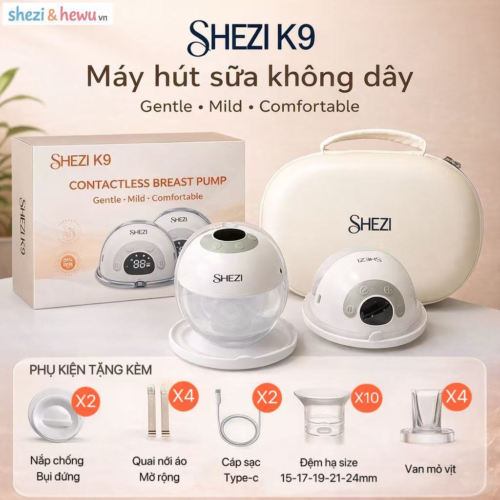 Máy hút sữa không dây Shezi K9, dung tích lớn 150ml, hút sữa nhanh và không đau rát, chất liệu an toàn