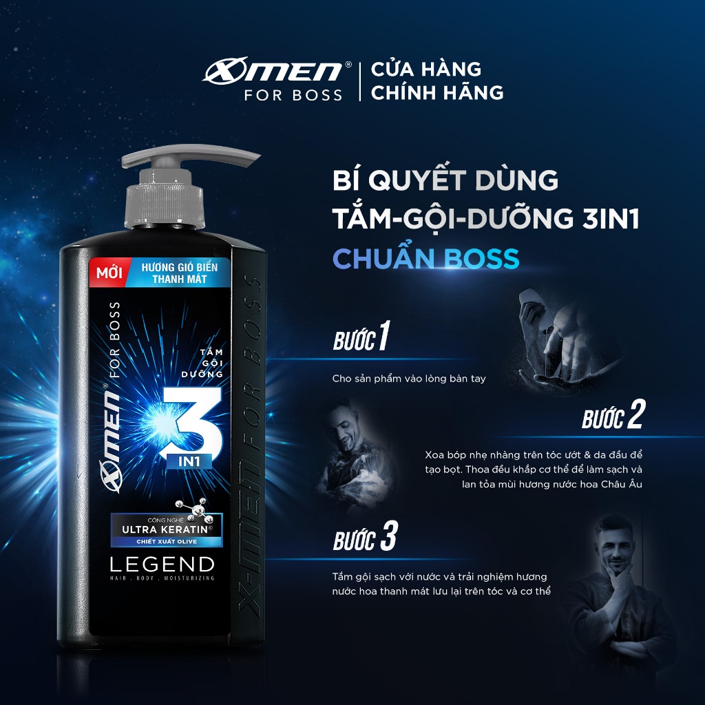 Combo Dầu gội/Tắm gội X-Men For Boss 630g + Tặng Tắm gội Luxury 150g - Hương Nước Hoa Châu Âu | BigBuy360 - bigbuy360.vn
