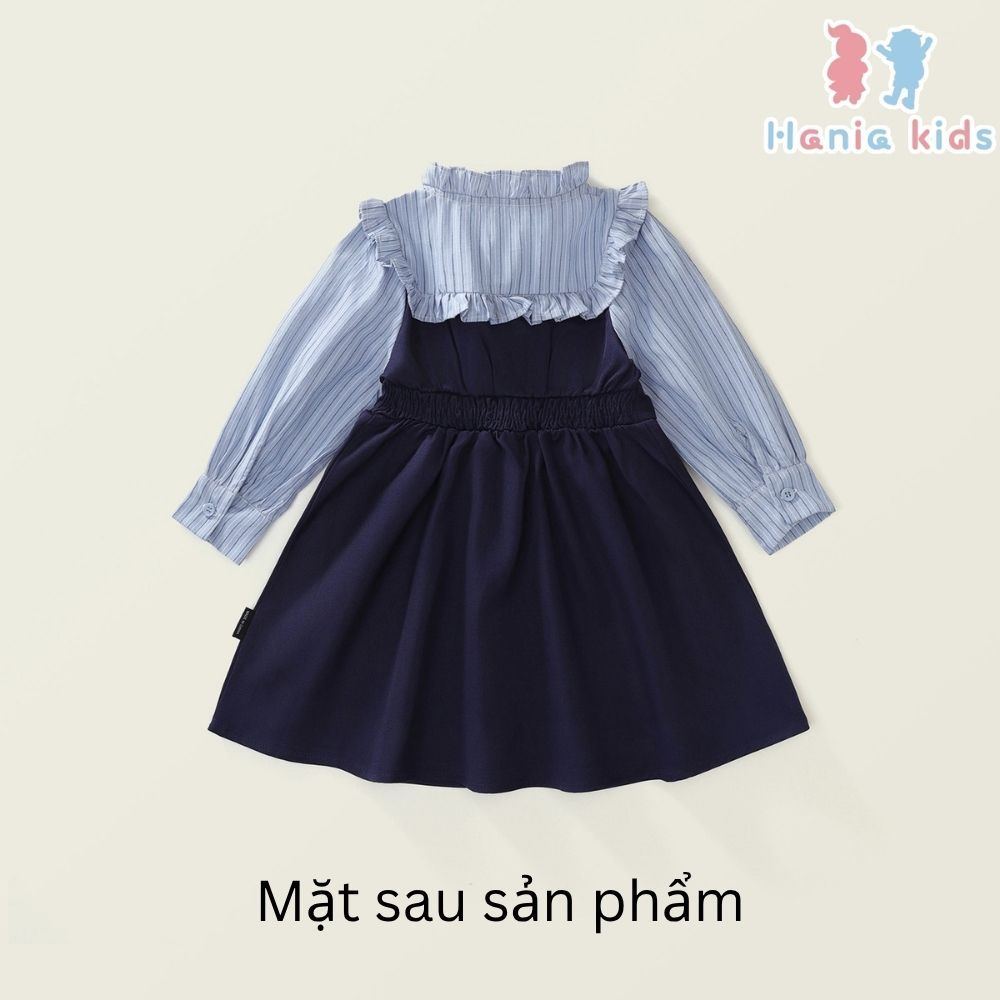Váy Cho Bé Gái, Váy Bé Gái Hania Kids Sơ Mi Kẻ Dài Tay Cổ Nơ Tiểu Thư Đi Học Đi Chơi