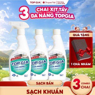 Combo 3 Chai Xịt Tẩy Đa Năng TOPGIA 500ml  Sạch Mọi Vết Bẩn, Vết Ố Vàng, Đánh Bay Dầu Mỡ