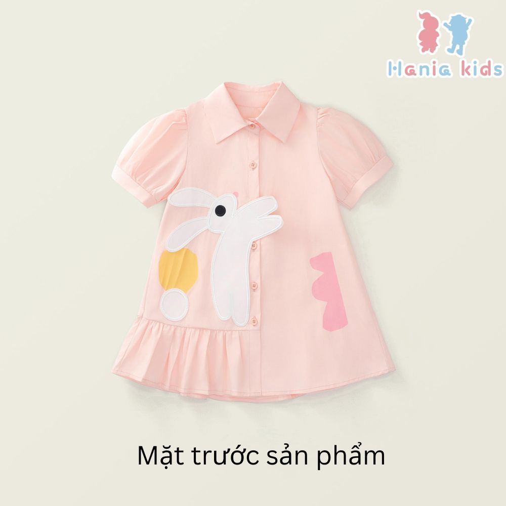 Váy Cho Bé Gái HANIA KIDS Sơ Mi Dáng Chữ A Thiết Kế Tay Phồng Họa Tiết Con Thỏ Đáng Yêu