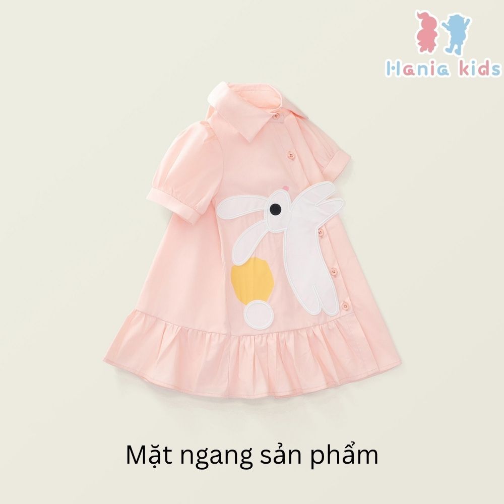 Váy Cho Bé Gái HANIA KIDS Sơ Mi Dáng Chữ A Thiết Kế Tay Phồng Họa Tiết Con Thỏ Đáng Yêu