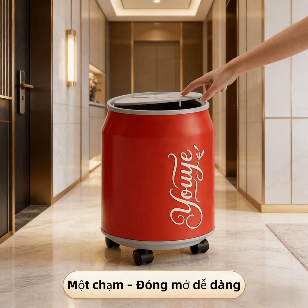 Thùng Rác 2 Lớp Có Nắp Lật Đậy Kín,Thùng Đựng Rác Dạng Lon Nhựa PP Cao Cấp, chống côn trùng hiệu quả