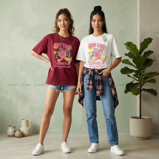 Áo Thun Oversize Nam Nữ Cotton 100% Form Rộng Unisex Áo Phông Stay Cool Summer Họa Tiết Nhiệt Đới