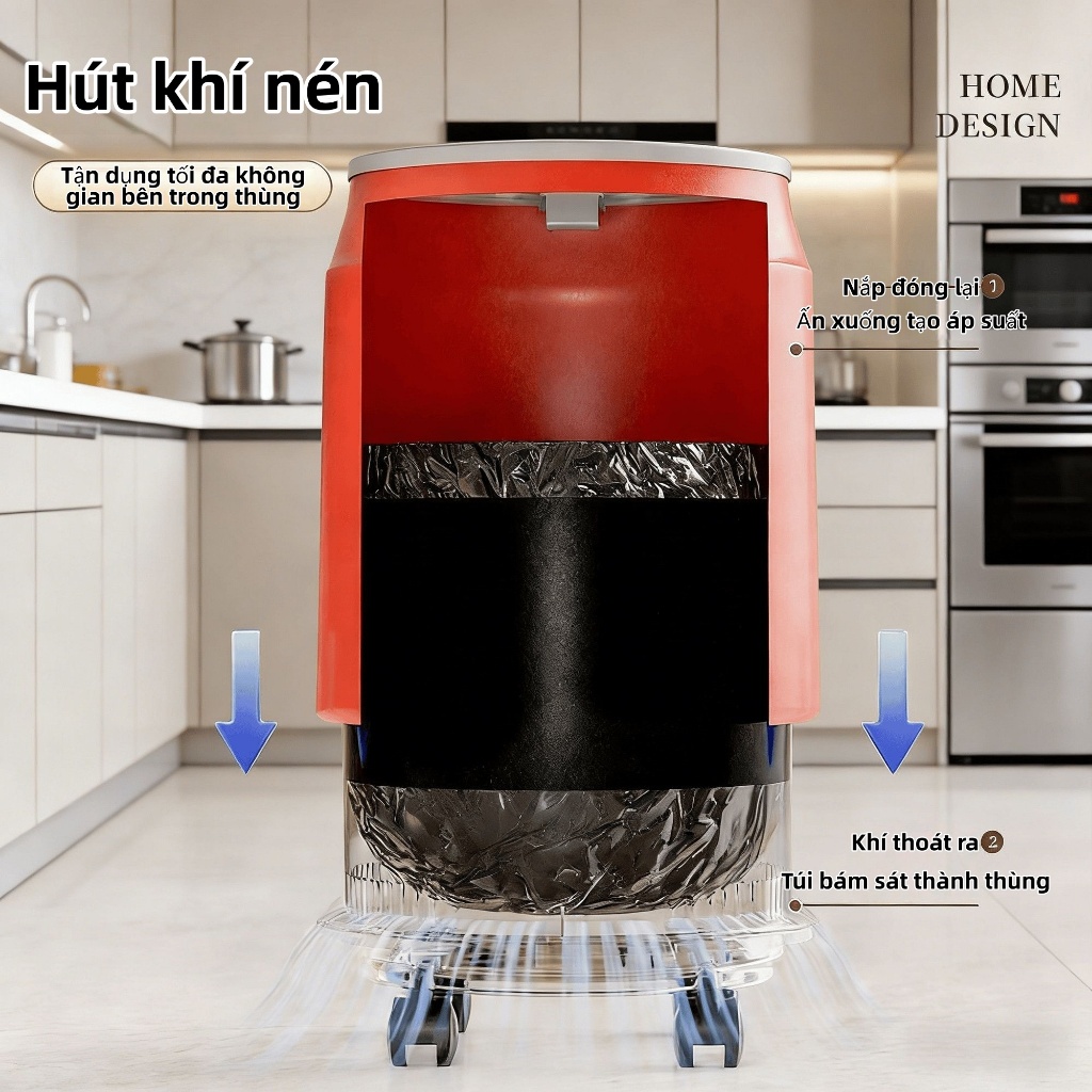 Thùng Rác 2 Lớp Có Nắp Lật Đậy Kín,Thùng Đựng Rác Dạng Lon Nhựa PP Cao Cấp, chống côn trùng hiệu quả