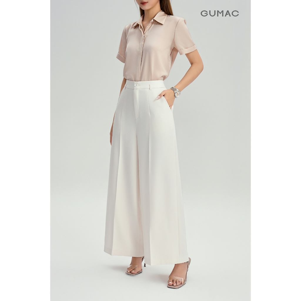 Quần Tây Nữ Form Ống Suông GUMAC Bản Lưng Rời Túi Dọc Dễ Phối Đồ QF11051