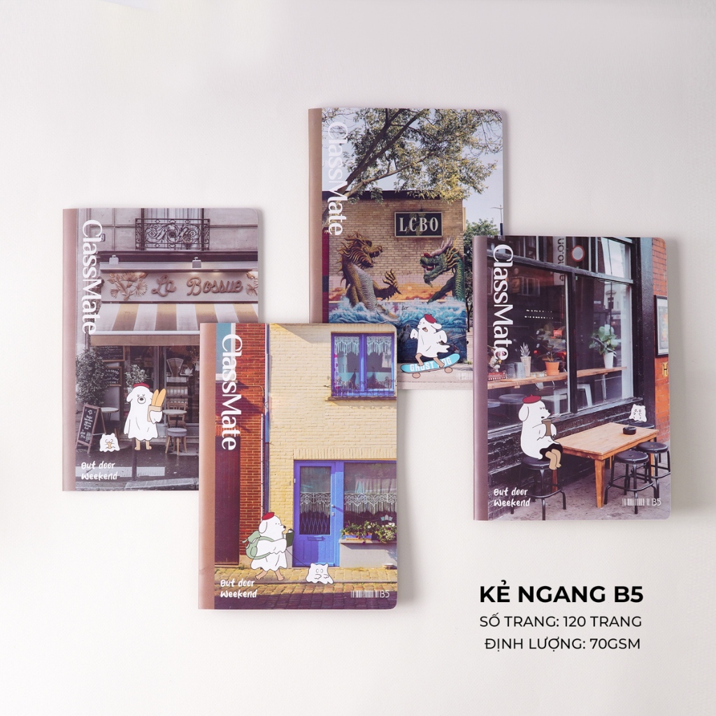 [Đơn 63K Tặg Bút] Combo 5/10 Vở Kẻ Ngang Hachico ClassMate Bìa Nhựa Chống Nước, Vở Viết B5, 70gsm, Giấy Mịn Ghi Chép
