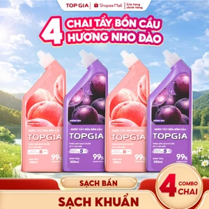 Combo 4 Chai Tẩy Bồn Cầu TOPGIA Hương Nho Đào Dịu Nhẹ, Dung Tích 500ml, An Toàn Không Hư Hại Men Sứ