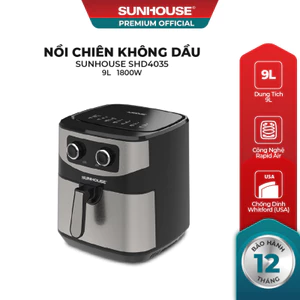 Nồi chiên không dầu 9L SUNHOUSE SHD4035 - Công nghệ Rapid Air - Giòn bên ngoài, mềm bên trong