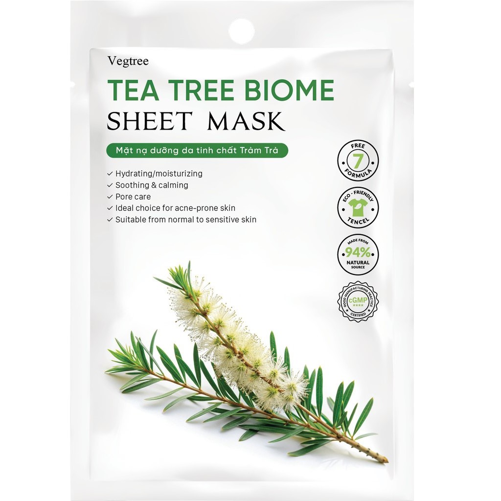 VEGTREE - MẶT NẠ DƯỠNG DA TINH CHẤT TRÀM TRÀ ( 10 MIẾNG ) - 250ML