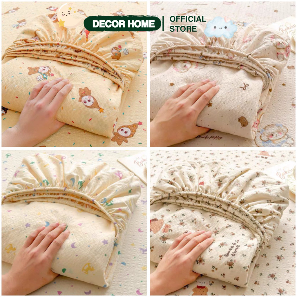 Bộ ga và vỏ gối Cotton Đũi Sợi Tre mềm mại tự nhiên, set 3 món ga và 02 vỏ gối tiện lợi bo chun đủ size