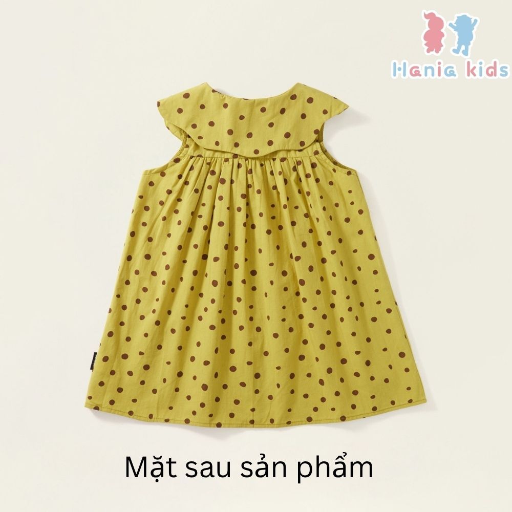 Váy Cho Bé Gái, Váy Bé Gái Chấm Bi Thiết Kế Tiểu Thư Cổ Bèo Chất Liệu Cotton Mềm Mại