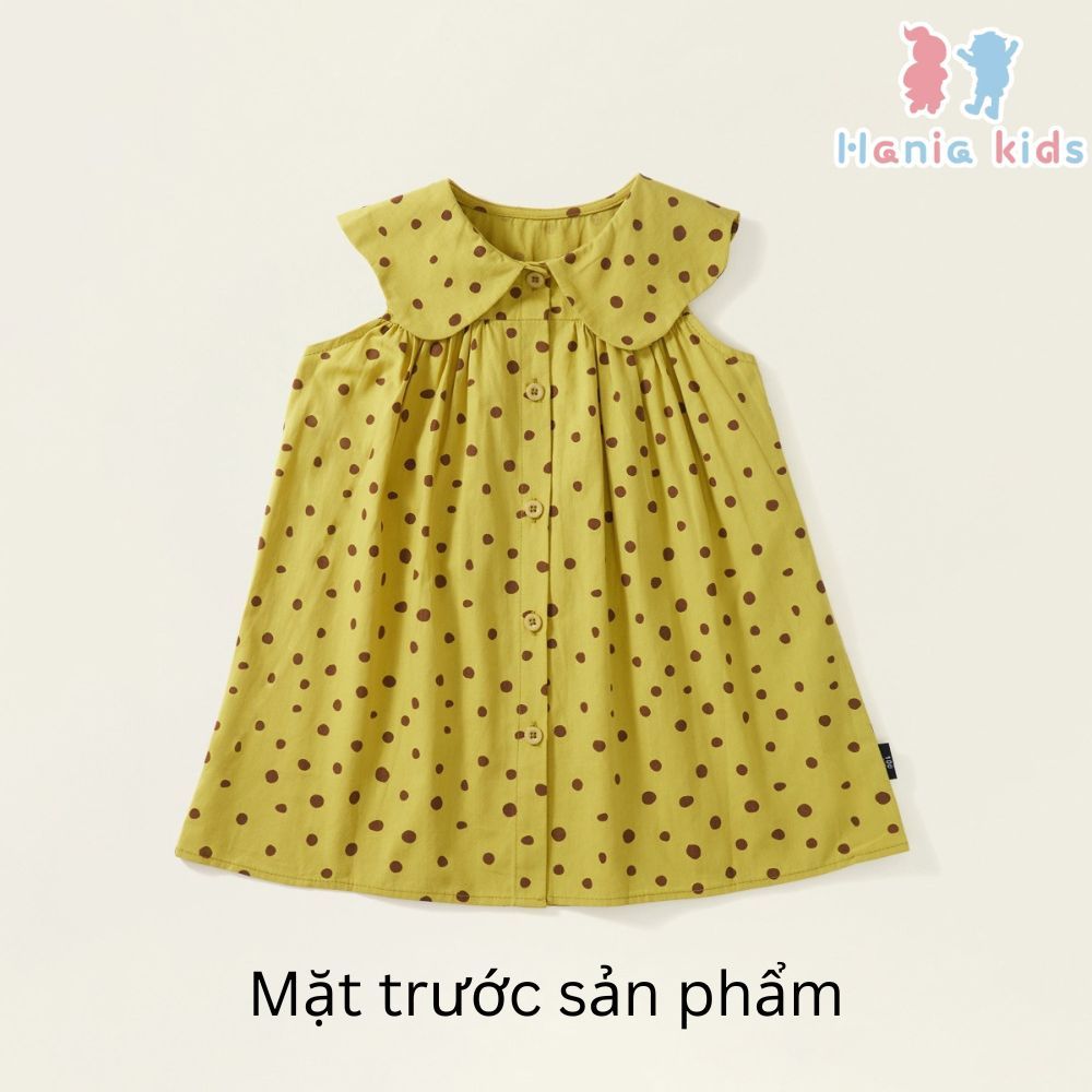 Váy Cho Bé Gái, Váy Bé Gái Chấm Bi Thiết Kế Tiểu Thư Cổ Bèo Chất Liệu Cotton Mềm Mại