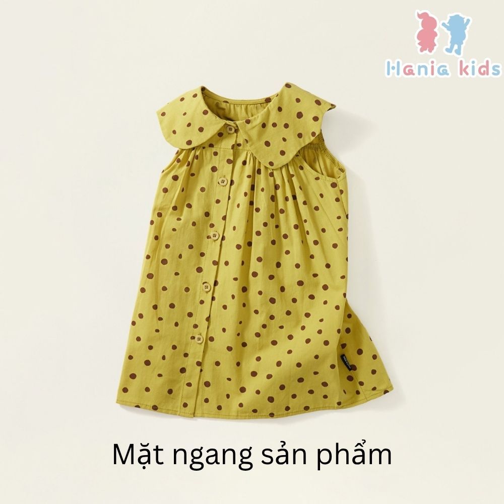 Váy Cho Bé Gái, Váy Bé Gái Chấm Bi Thiết Kế Tiểu Thư Cổ Bèo Chất Liệu Cotton Mềm Mại
