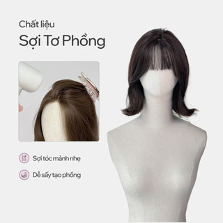 Tóc Giả Nguyên Đầu Siêu Da Lưới Lace CAPELLI Ngắn Tỉa Mái Thưa Sandra Premium Wig