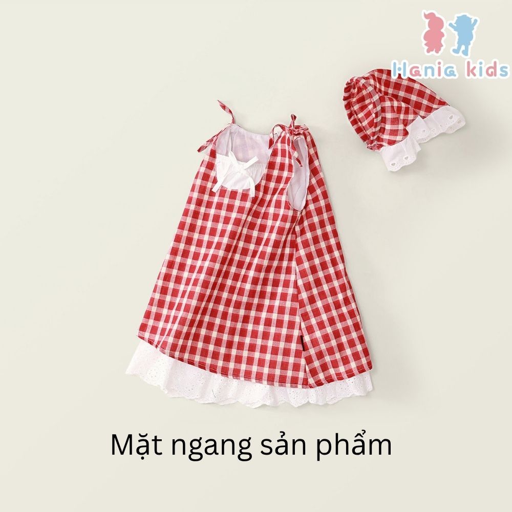 [TẶNG TUBAN] Váy Cho Bé Gái, Váy Suông Thiết Kế Kẻ Caro Phối Ren Nổi Bật Chất Liệu Cotton Mềm Mại