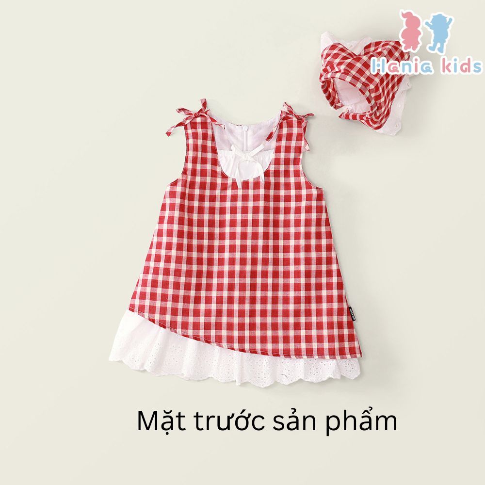 [TẶNG TUBAN] Váy Cho Bé Gái, Váy Suông Thiết Kế Kẻ Caro Phối Ren Nổi Bật Chất Liệu Cotton Mềm Mại