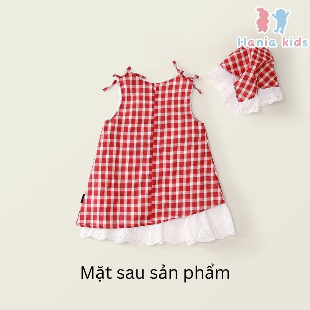 [TẶNG TUBAN] Váy Cho Bé Gái, Váy Suông Thiết Kế Kẻ Caro Phối Ren Nổi Bật Chất Liệu Cotton Mềm Mại