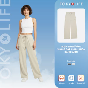 Quần dài ống suông Nữ TOKYOLIFE cạp chun form ống suông khóa cạnh sườn mẫu mới nhất 40002390