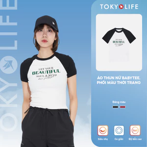 Áo croptop nữ babytee TOKYOLIFE phối màu thời trang 40003538