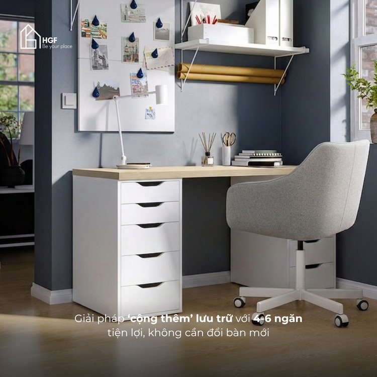 Hộc tủ nhiều ngăn, Hộc tủ dưới bàn ARDEN HGF 5 ngăn kéo, gỗ MDF, 40x60x71cm, TLT060
