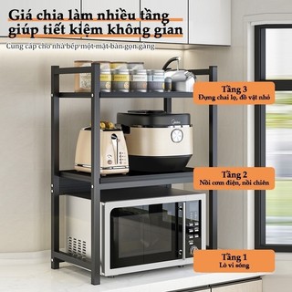 Kệ Lò Vi Sóng Điều Chỉnh 40-63cm, 2/3 Tầng, Kệ Bếp Đa Năng, Thép Chịu Nhiệt Chống Nước
