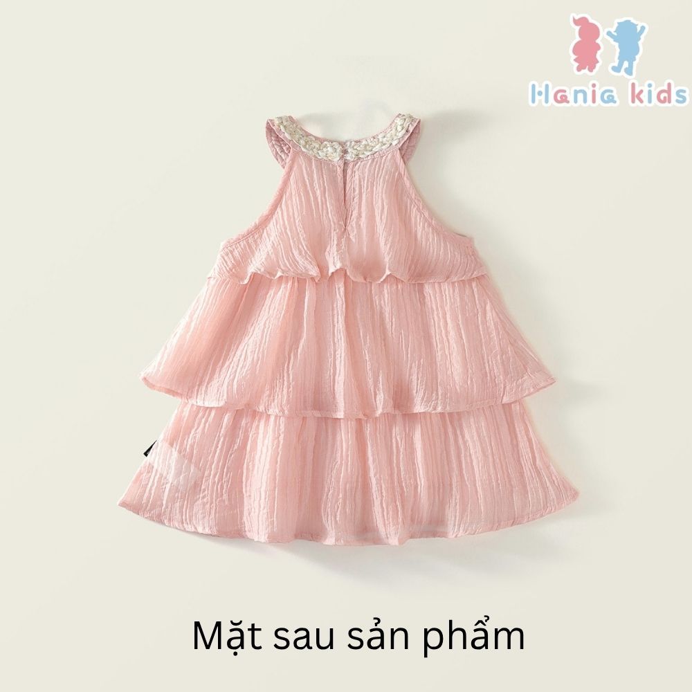 Váy Cho Bé Gái, Váy Thiết Kế Cổ Yếm 3 Tầng Chất Liệu Lụa Mát Mẻ Phong Cách Tiểu Thư