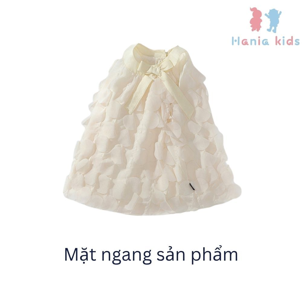 Váy Công Chúa Cho Bé Gái, Váy Cho Bé Phong Cách Tiểu Thư Phối Nơ Thiết Kế Cánh Hoa Nổi