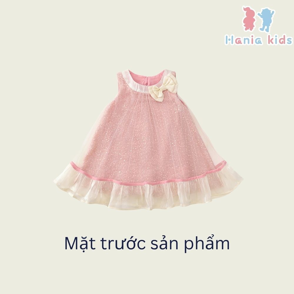 Váy Cho Bé Gái, Váy Công Chúa Thiết Kế Kim Sa 3 Lớp Kèm Nơ Chất Liệu Voan Tơ Mềm Mại