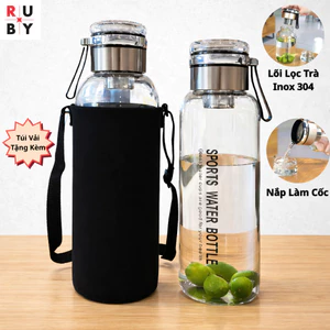 Bình thủy tinh Nhật Bản TAKASHI - Chịu nhiệt tốt , có lọc chặn bã trà , dung tích lớn, tặng túi vải