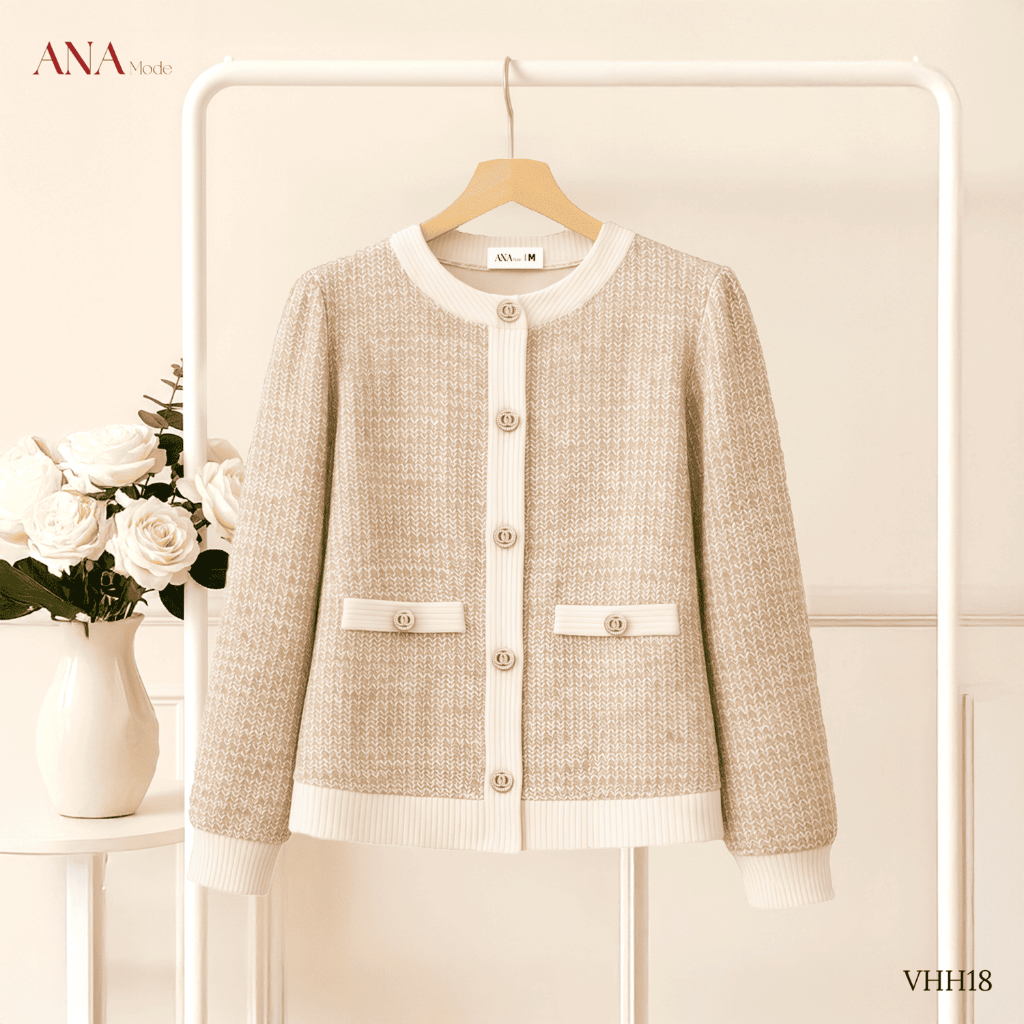 Áo Khoác Sang Trọng Trung Niên ANA Mode Chất Liệu Tweed Thun Cao Cấp Quà Tặng Mẹ AH25VHH18