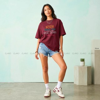 Áo Thun Oversize Nam Nữ Cotton 100% Form Rộng Unisex Áo Phông In Chữ Never Give Up Inspirational
