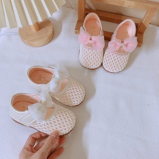 Giày búp bê ren ruy băng quai dán thoáng chân cho bé gái K161