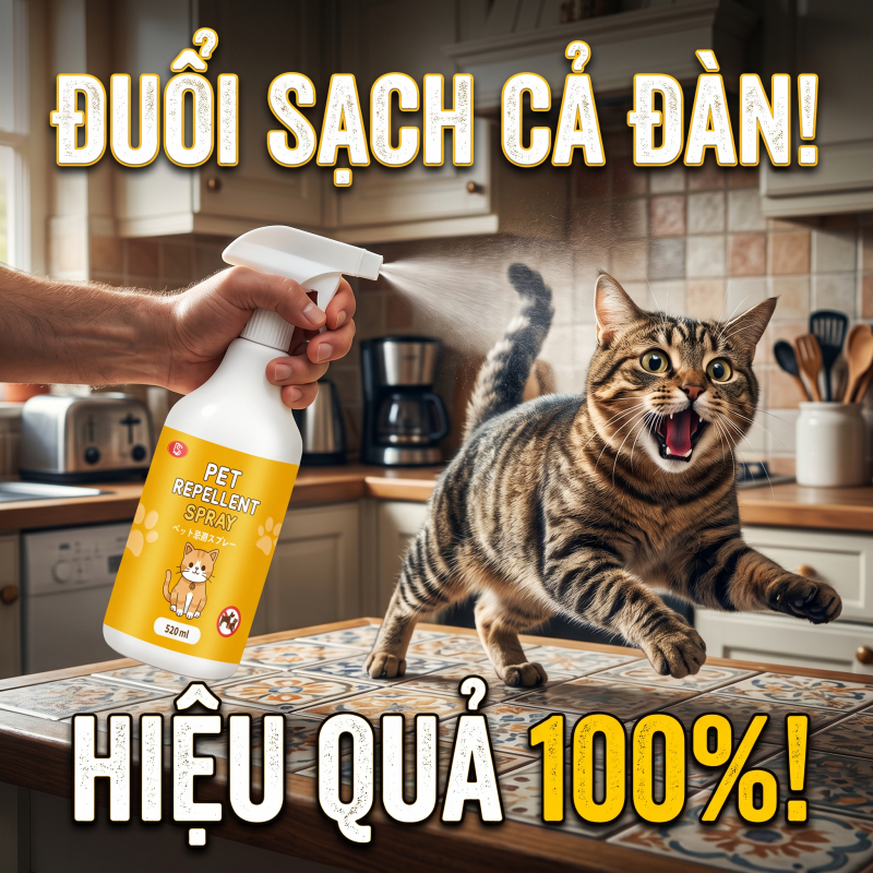 📣 Khuyến mãi 🐱 Mèo chạy khi ngửi mùi 🐶🚫 Xịt đuổi mèo & chó 510ml – Ngăn mèo ị bậy, an toàn cho người & thú cưng ✅