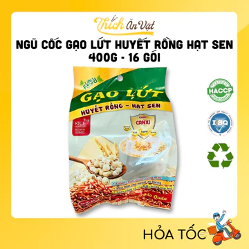 Ngũ Cốc Gạo Lứt Huyết Rồng Hạt Sen 400g - Ngũ Cốc Nutri Life's - Ngũ Cốc Dinh Dưỡng 16 Gói