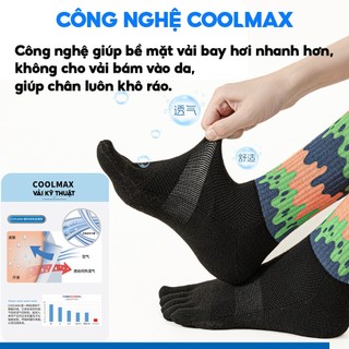 Tất vớ xỏ ngón nam nữ chạy bộ chạy trail chống phồng rộp leo núi coolmax thoáng khí nhanh khô giảm mùi hôi