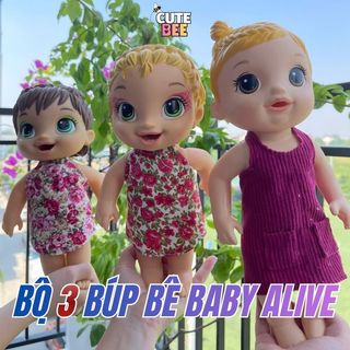 Set 3 Búp bê BABY ALIVE xuất Mỹ, cao 25cm, lỗi lem sơn - CUTEBEE tặng kèm phụ kiện