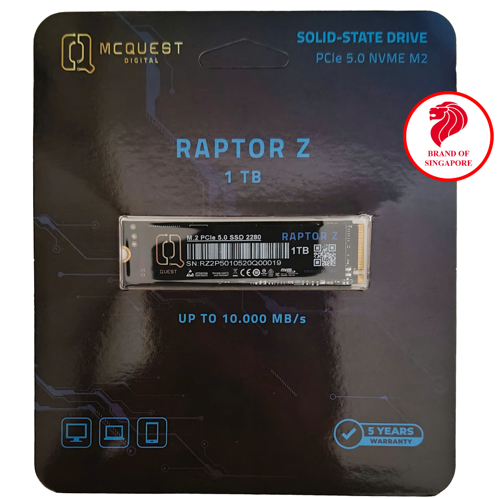 Ổ Cứng SSD MCQuest RAPTOR Z 1TB – NVMe PCIe Gen 5×4 Mới, BH 60 Tháng ...