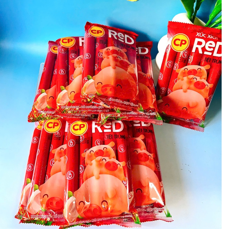 10 Gói Xúc Xích Heo CP Tiệt Trùng_Mỗi gói 200g_ Cây LỚN (5 Cây/ 1 Gói)