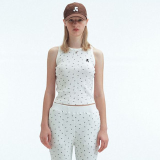 Hàn Quốc thương hiệu nhỏ Rest RR clottyteam Waffle ngắn in đầy đủ thêu I-Shape Vest nữ mùa hè
