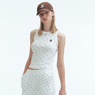 Hàn Quốc thương hiệu nhỏ Rest RR clottyteam Waffle ngắn in đầy đủ thêu I-Shape Vest nữ mùa hè