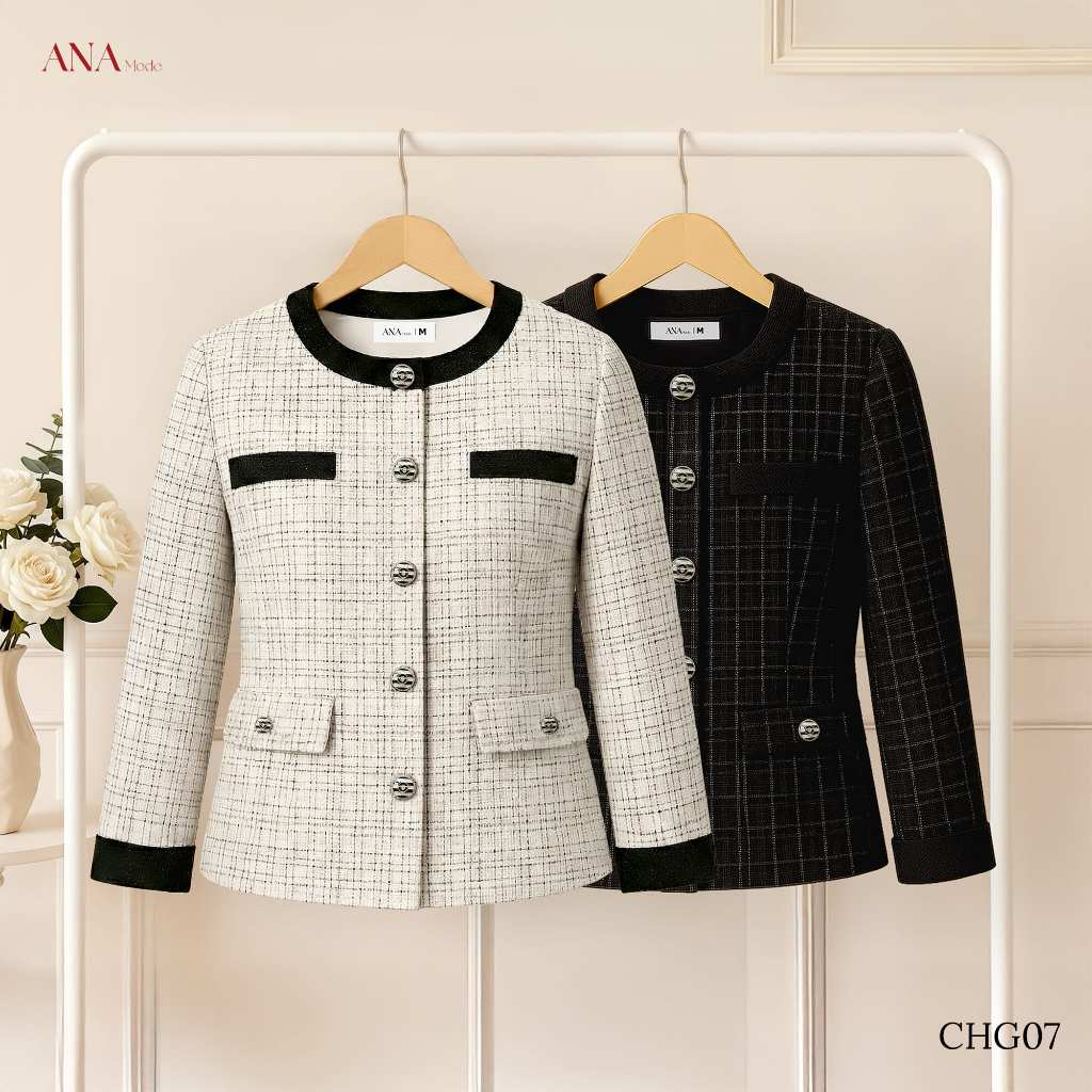 Áo Khoác Sang Trọng Trung Niên ANA Mode Chất Liệu Dệt Cao Cấp Thanh Lịch Quà Tặng Mẹ AH25CHG07