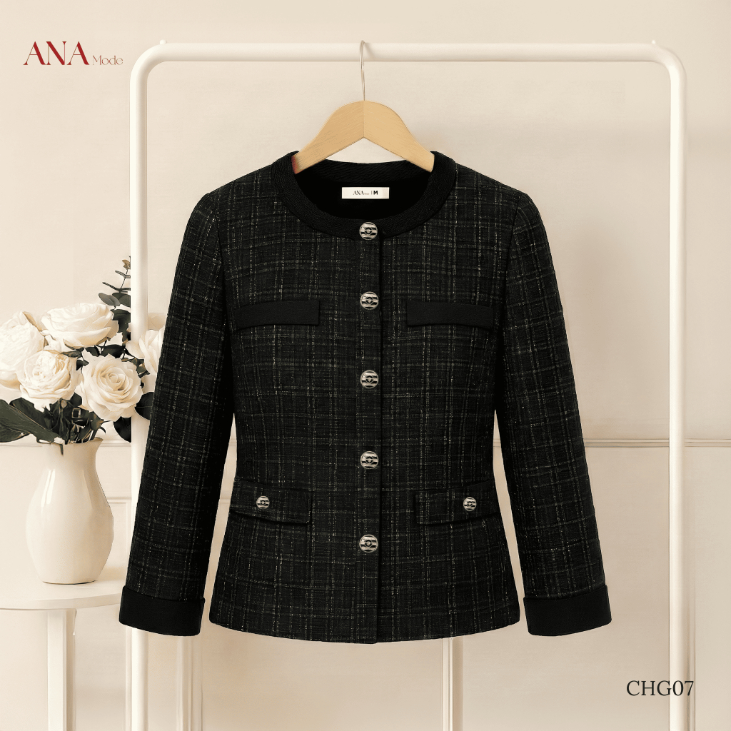Áo Khoác Sang Trọng Trung Niên ANA Mode Chất Liệu Dệt Cao Cấp Thanh Lịch Quà Tặng Mẹ AH25CHG07