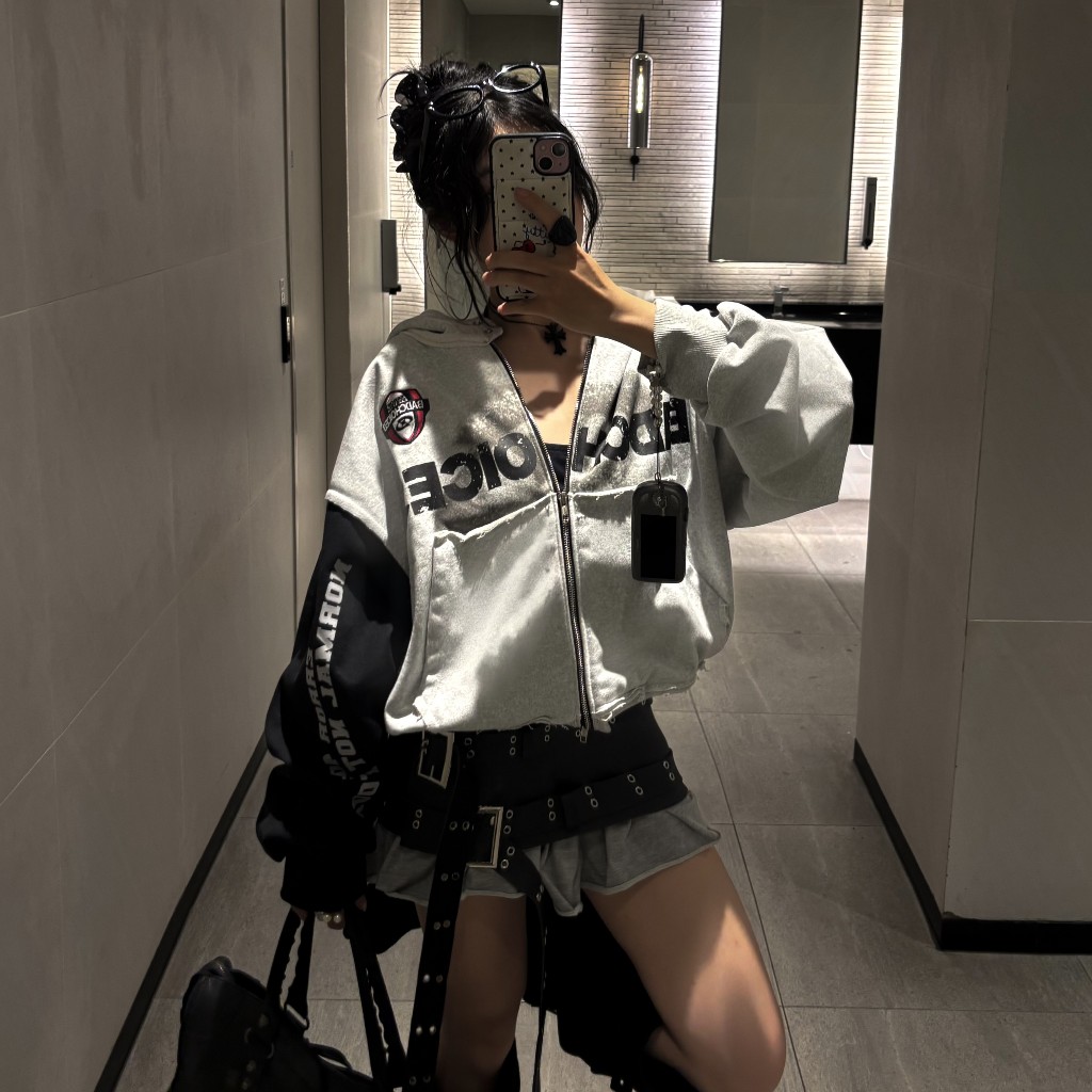Bad Choices | Áo Hoodie Zip ERROR nỉ chân cua thêu logo phối tay form boxy