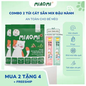 Combo 2 Túi Cát Mèo MiaoMi - Hương Biển Xanh, Siêu Vón, Khử Mùi Hiệu Quả, Không Bết Đáy
