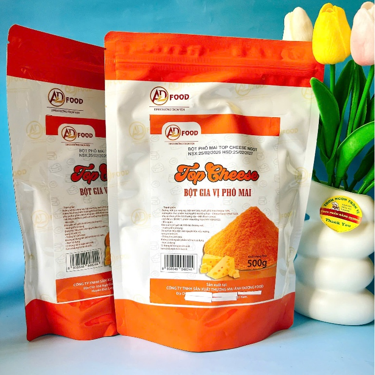 1KG Bột Phô Mai VỊ NGỌT Top Cheese Màu cam nhẹ, thơm đậm đà